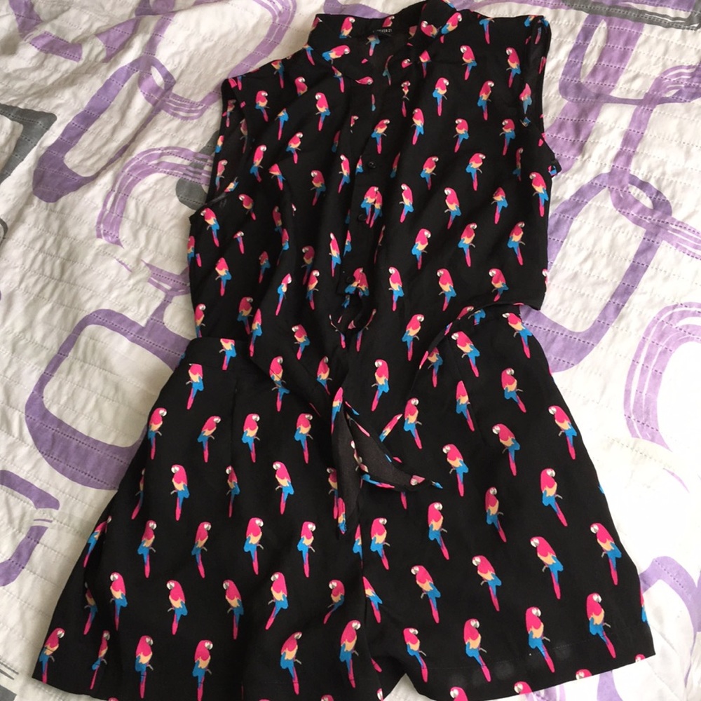 Bird Printed shorts one piece